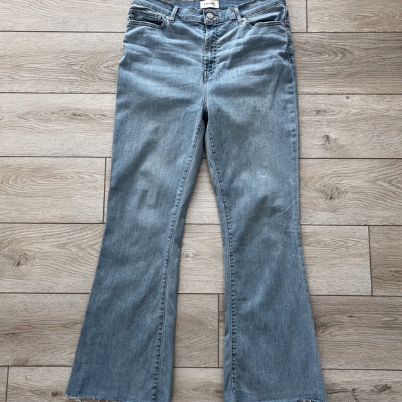 Awesome Frame Vintage Wash Boot Cut Raw Hem Denim Jeans - Picture 2 of 8